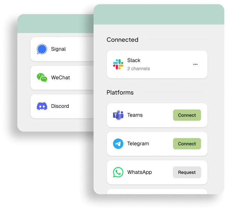 Aten dialog boxes showing connections and platforms